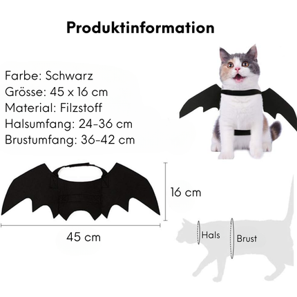 Fledermauskostüm für Katzen – perfekt für Halloweenpartys