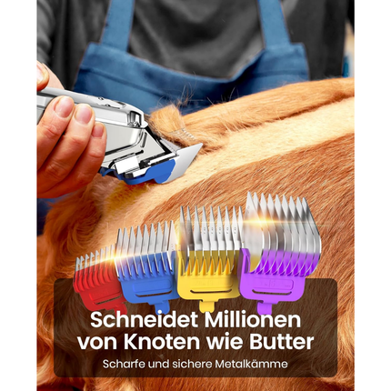 Leise Hundeschermaschine mit Metall-Fรผhrungskamm