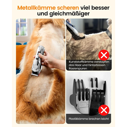 Leise Hundeschermaschine mit Metall-Fรผhrungskamm