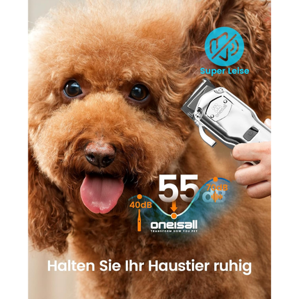 Leise Hundeschermaschine mit Metall-Fรผhrungskamm