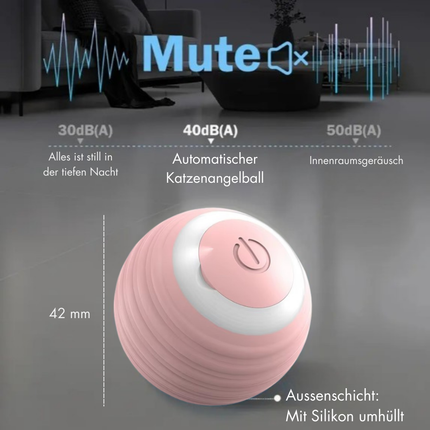 SUBA Katzenspielzeug Elektrisch Katzenball mit LED Licht, Automatischer 360 Grad Rollbal Interaktives Katzenspielzeug mit USB Wiederaufladbarer, interaktiver katzenball für Katzen (Rosa)