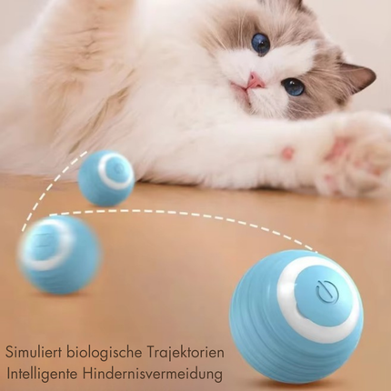 SUBA Katzenspielzeug Elektrisch Katzenball mit LED Licht, Automatischer 360 Grad Rollbal Interaktives Katzenspielzeug mit USB Wiederaufladbarer, interaktiver katzenball für Katzen (Blau)
