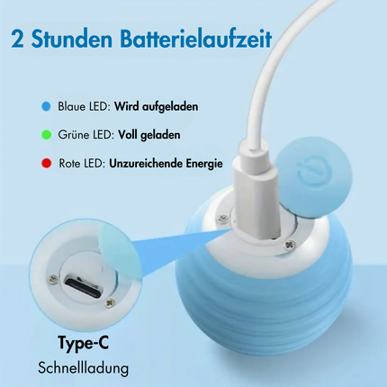 SUBA Katzenspielzeug Elektrisch Katzenball mit LED Licht, Automatischer 360 Grad Rollbal Interaktives Katzenspielzeug mit USB Wiederaufladbarer, interaktiver katzenball für Katzen (Blau)