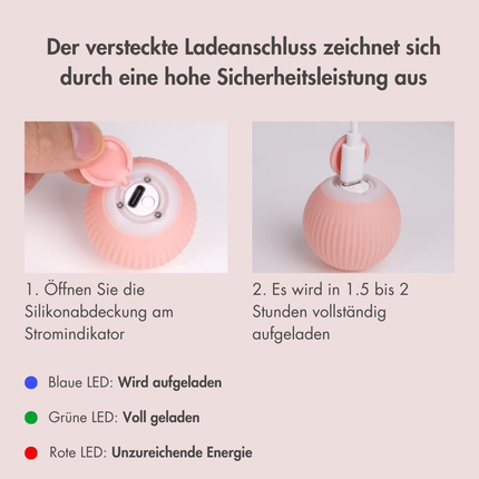 SUBA Katzenspielzeug Elektrisch Katzenball mit LED Licht, Automatischer 360 Grad Rollbal Interaktives Katzenspielzeug mit USB Wiederaufladbarer, interaktiver katzenball für Katzen (Rosa)