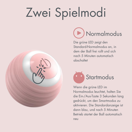SUBA Katzenspielzeug Elektrisch Katzenball mit LED Licht, Automatischer 360 Grad Rollbal Interaktives Katzenspielzeug mit USB Wiederaufladbarer, interaktiver katzenball für Katzen (Rosa)