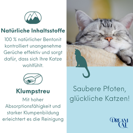 (4 x 5L) Dream Cat Katzenstreu mit Lavandelduft- Feine Klumpstreu aus Bentonit, 20L
