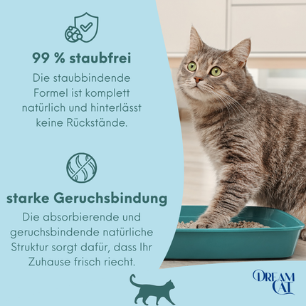 (4 x 5L) Dream Cat Katzenstreu mit Lavandelduft- Feine Klumpstreu aus Bentonit, 20L