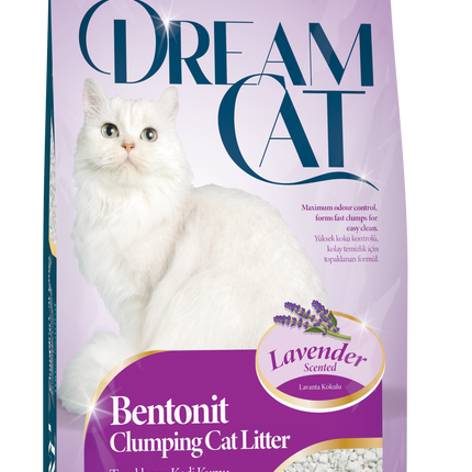 (4 x 5L) Dream Cat Katzenstreu mit Lavandelduft- Feine Klumpstreu aus Bentonit, 20L