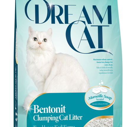 (2 x 10L) Dream Cat Katzenstreu mit Marseille Seifenduft- Feine Klumpstreu aus Bentonit, 20L