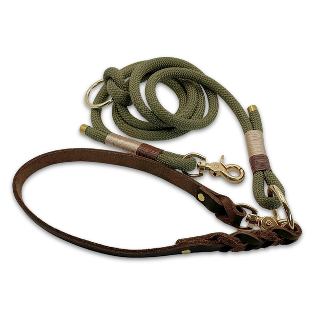 Zoumie Hundeleine mit Seil und Leder