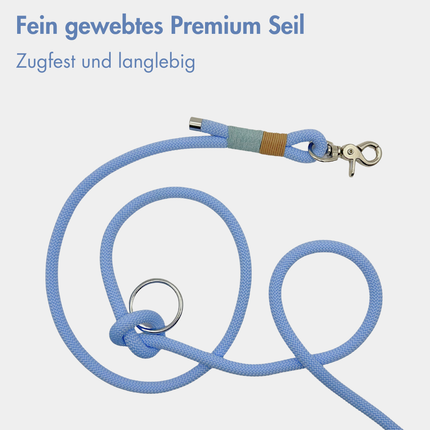 Zoumie Hundeleine mit Seil und Leder, Ice