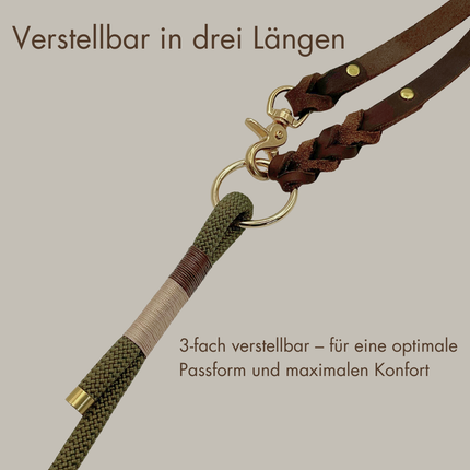 Zoumie Hundeleine mit Seil und Leder