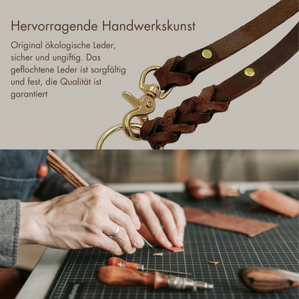 Zoumie Hundeleine mit Seil und Leder