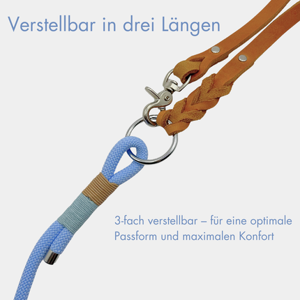 Zoumie Hundeleine mit Seil und Leder, Ice