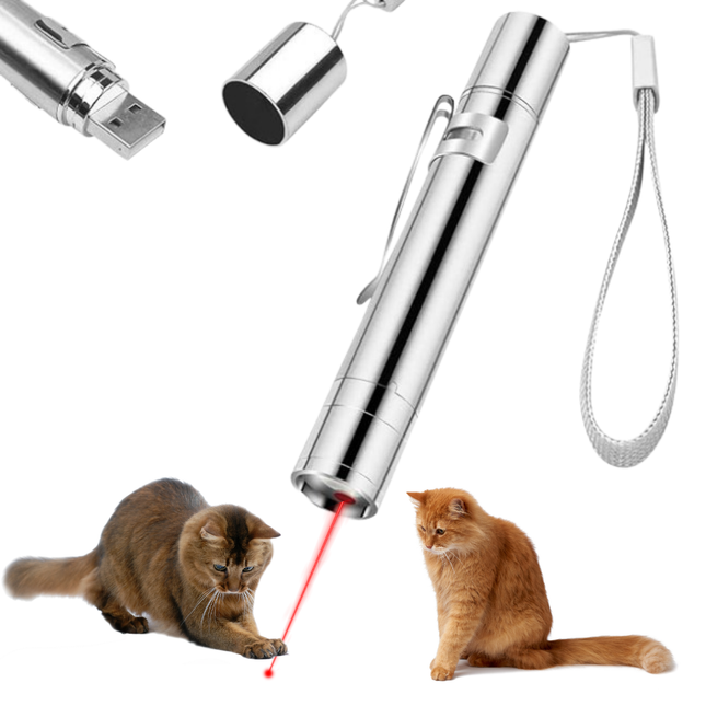Laser für Katzen, Laser Katzenspielzeug Laserpointer, LED Pointer für Katzen, 7 in 1 Muster USB Wiederaufladbar Interaktives Spielzeug, Multimode für Haustiere Trainingsgerät