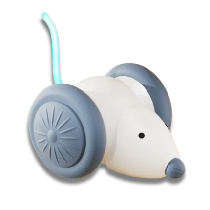 Interaktives Katzenspielzeug, LED-Leuchtmaus, Elektrische, USB Aufladbar, Weiss