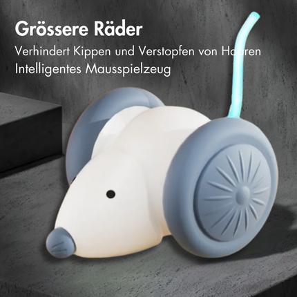 Interaktives Katzenspielzeug, LED-Leuchtmaus, Elektrische, USB Aufladbar, Weiss