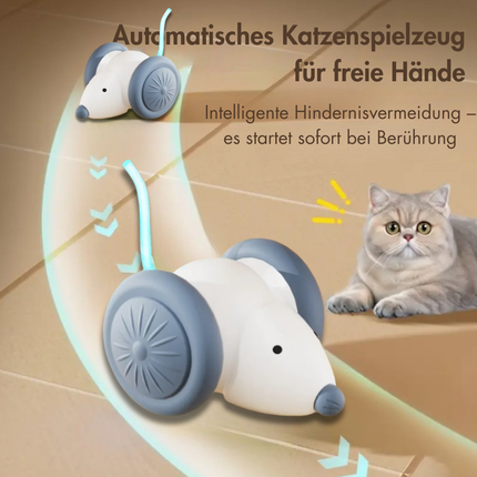 Interaktives Katzenspielzeug, LED-Leuchtmaus, Elektrische, USB Aufladbar, Weiss