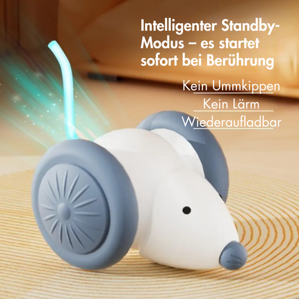 Interaktives Katzenspielzeug, LED-Leuchtmaus, Elektrische, USB Aufladbar, Weiss