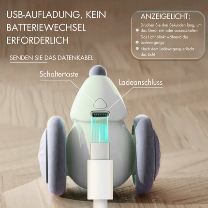 Interaktives Katzenspielzeug, LED-Leuchtmaus, Elektrische, USB Aufladbar, Weiss