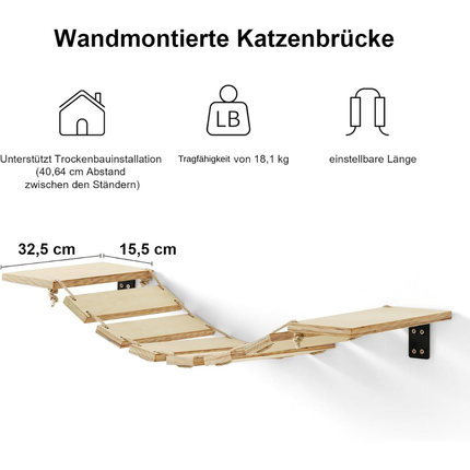 Kletterwand Katzen, 32 cm Katzenbrücke