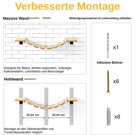 Kletterwand Katzen, 32 cm Katzenbrücke