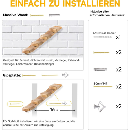 Katzentreppe Wand (von links nach rechts)