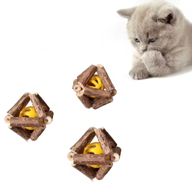 3 Stück Naturholz Spielball