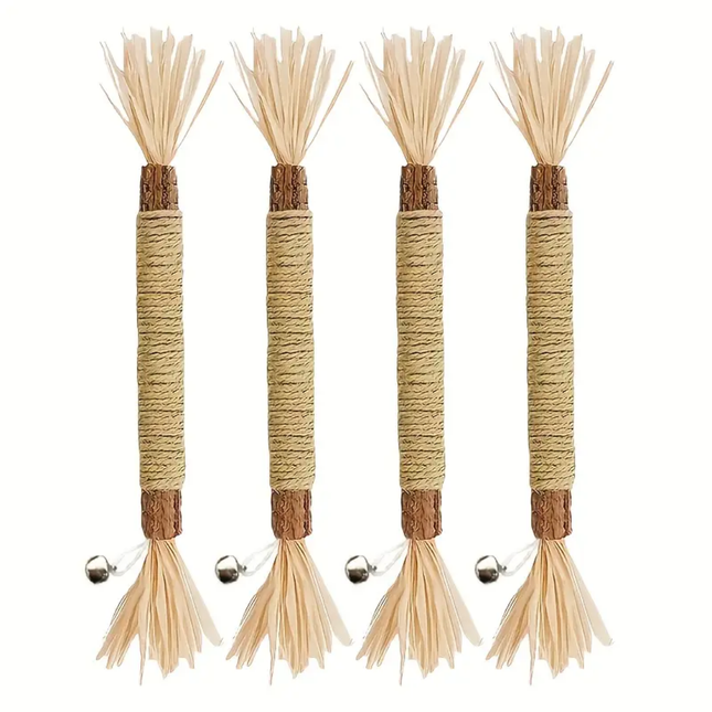 4 Stück Matatabi-Sticks mit Fransen