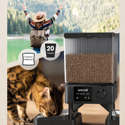 5L Futterautomat Katze 2 Näpfe, 5G/2.4G WiFi