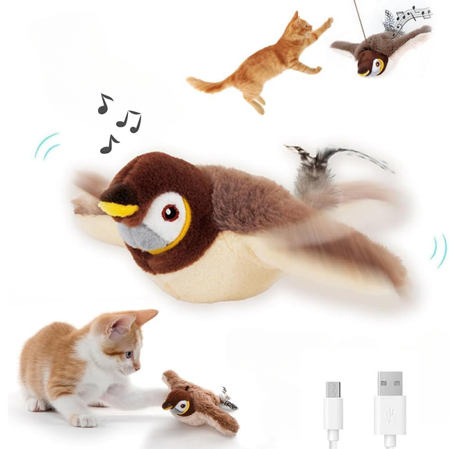 SUBA Interaktives Katzenspielzeug Selbstbeschäftigung, Katzenspielzeug Vogel Spielzeug Katze, Elektrisches Vogelspielzeug für Katzen, Interaktives Katzenspielzeug, Flatternder Vogel Katzenspielzeug