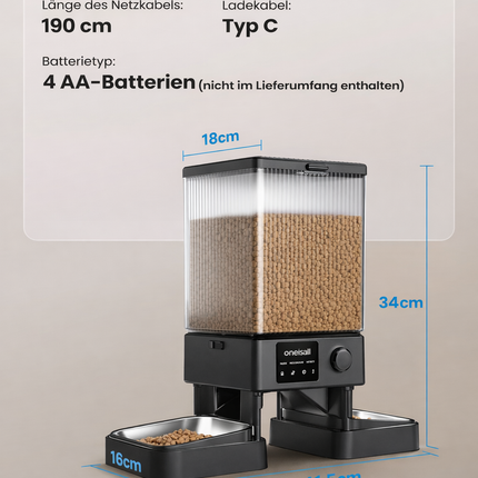 5L Futterautomat Katze 2 Näpfe, 5G/2.4G WiFi