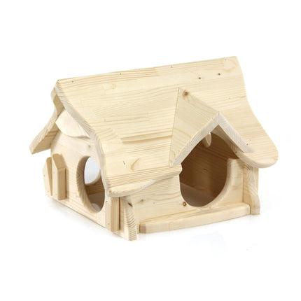 Cabane maison en bois naturel, 36x40x28cm