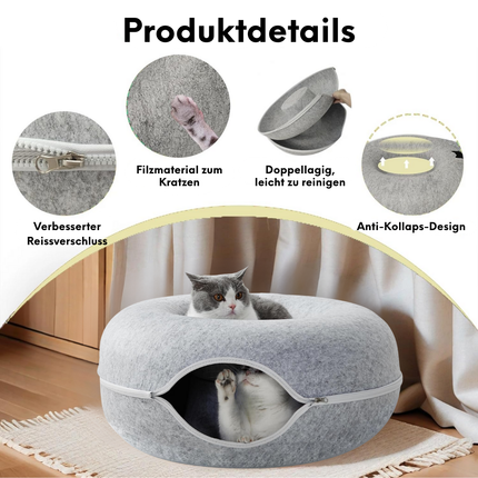 Donut Katzen-Tunnelbett