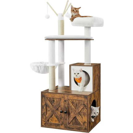 Kratzbaum mit Katzenklo-Schrank