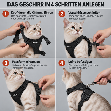 Katzengeschirr mit Leine ausbruchsicher