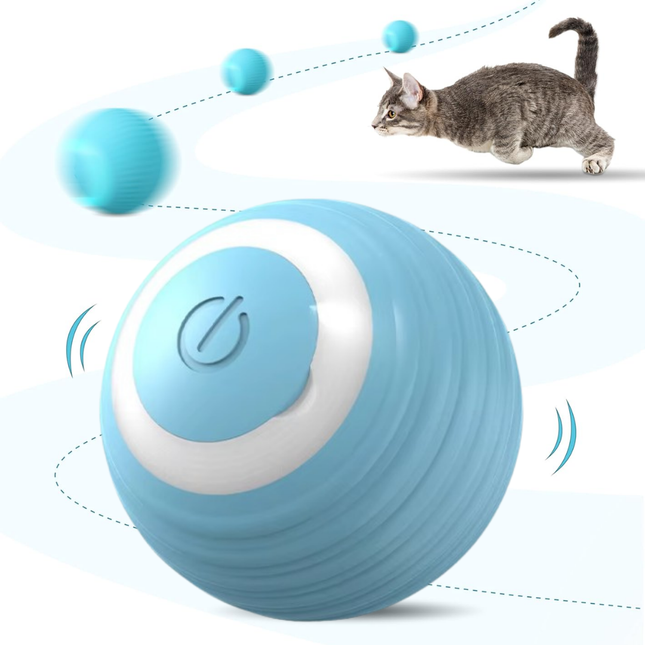 SUBA Katzenspielzeug Elektrisch Katzenball mit LED Licht, Automatischer 360 Grad Rollbal Interaktives Katzenspielzeug mit USB Wiederaufladbarer, interaktiver katzenball für Katzen (Blau)