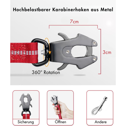 Hundeleine mit Sicherheitsgurt, Red