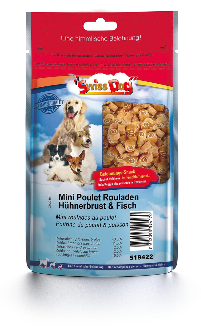 Mini snacks roulades, poitrine de poulet &amp; poisson