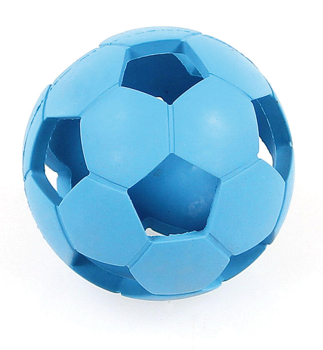 Ballon de football en caoutchouc souple, bleu, ø7cm