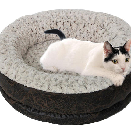 Katzen- & Hundebett/Donut Tibet beige-dunkelbraun