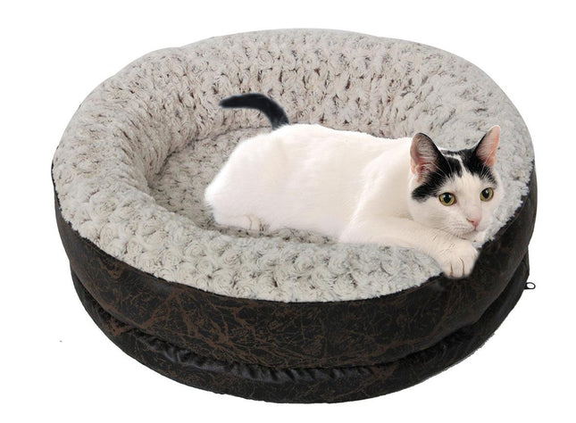 Katzen- & Hundebett/Donut Tibet beige-dunkelbraun