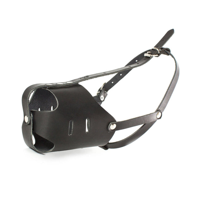 Muselière fermée en cuir, noire, 31cm