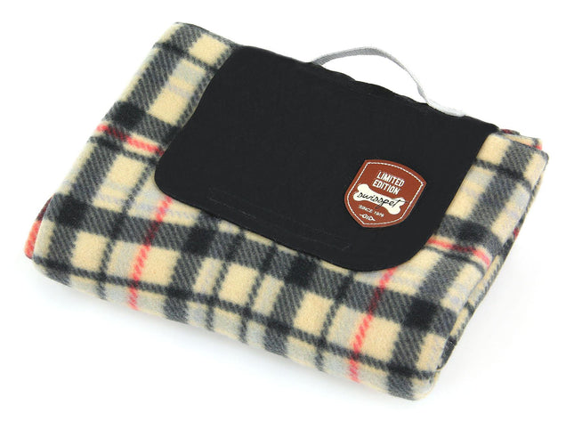 Reisedecke Plüscher, beige kariert, 90x70cm