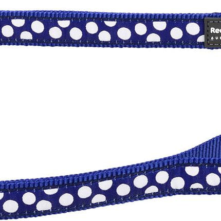 Laisse design à pois blancs sur bleu marine, S, 15mm 200cm