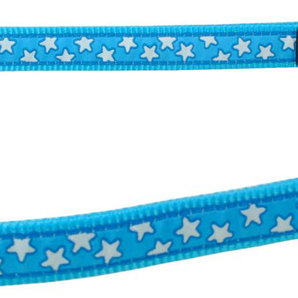 Laisse design étoiles blanches sur turquoise, S, 15mm 200cm