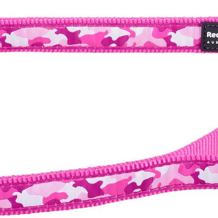 Laisse en plomb design camouflage rose vif, M, 20mm 200cm