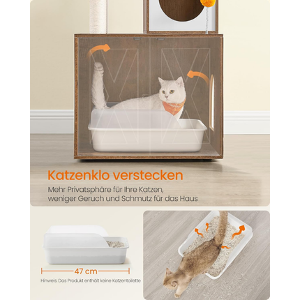 Katzenbaum mit Katzenklo-Schrank, 178 cm hoch