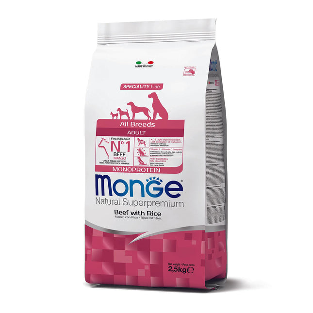 Monge Dog Adult All Breeds Rind & Reis, 2.5kg