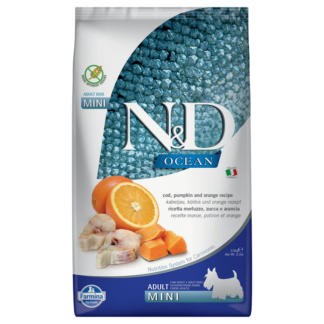 Dog Ocean Mini Cabillaud Adulte à la Citrouille et à l'Orange, 2,5 kg